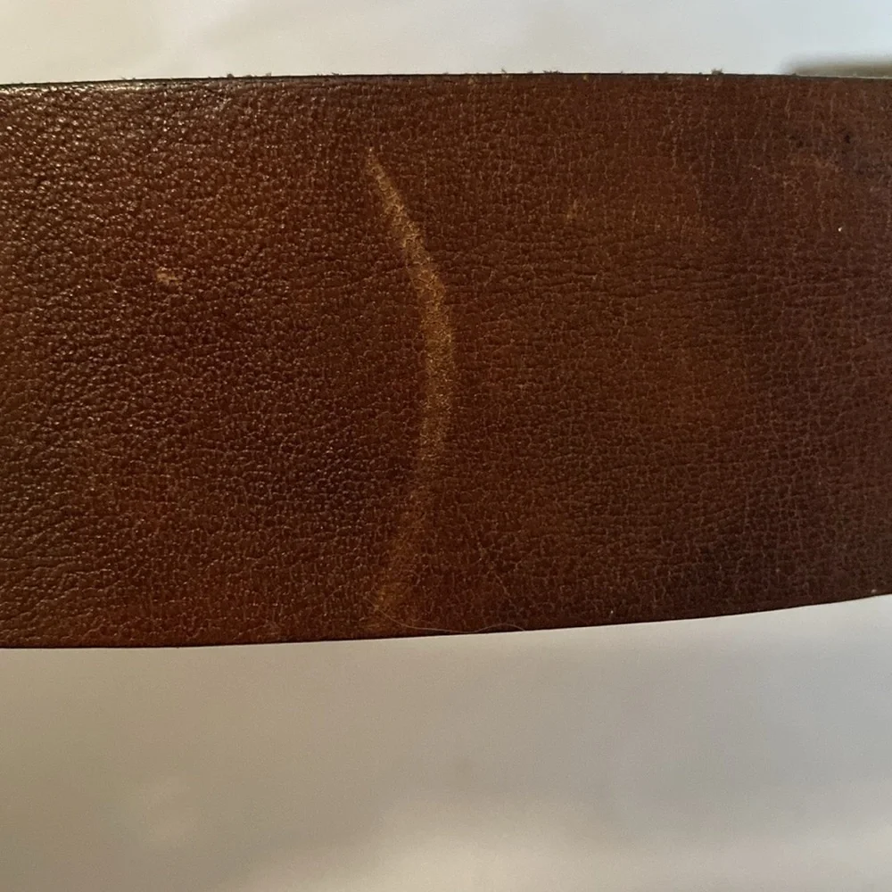 Fossil Belt Mens Brown leather distressed casual silver tone buckle Minimalist